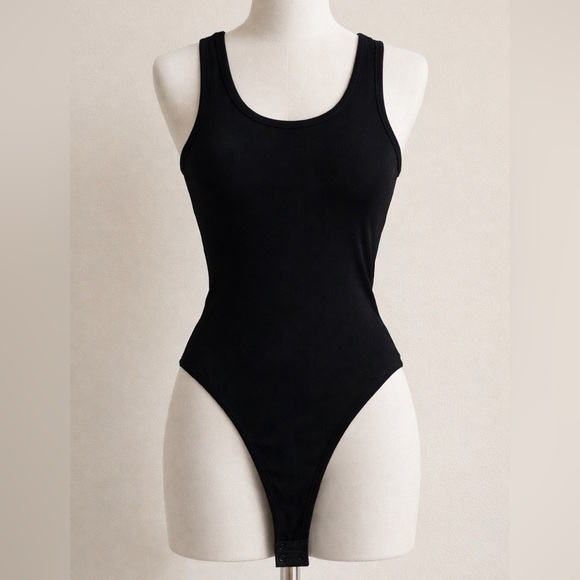 Tops - Black Ribbed Knit Bodysuit – Size Small